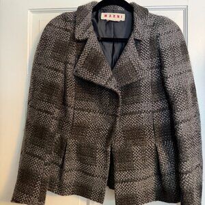 Marni Gray/Dark Gray Checked Tweed Blazer - Size 40 (US size 4-6)